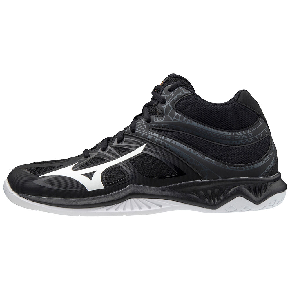 Womens Mizuno Thunder Blade 2 Mid Volleyball Shoes Black/White Philippines (IFOYBR769)